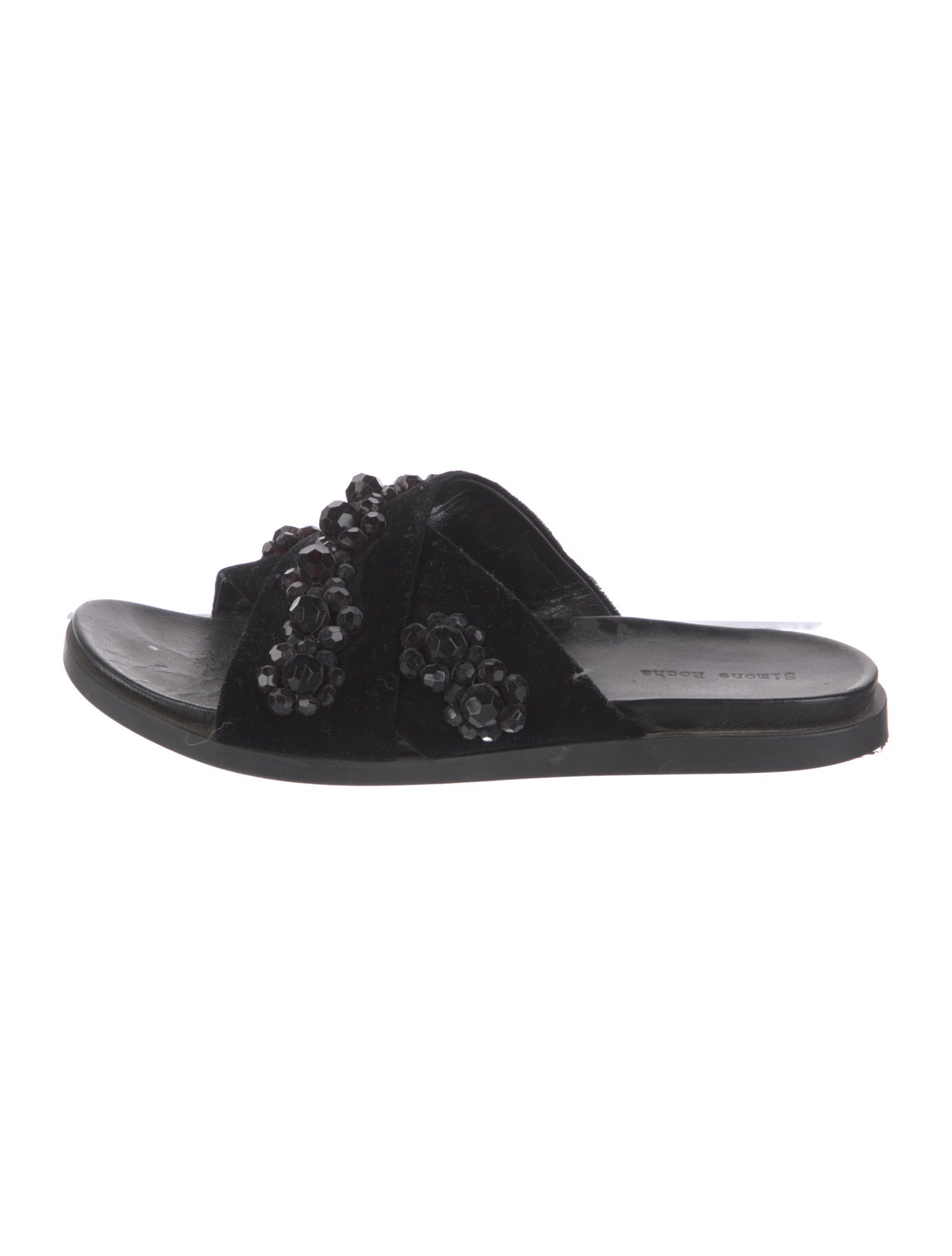 Simone Rocha Velvet Beaded Accents Slides