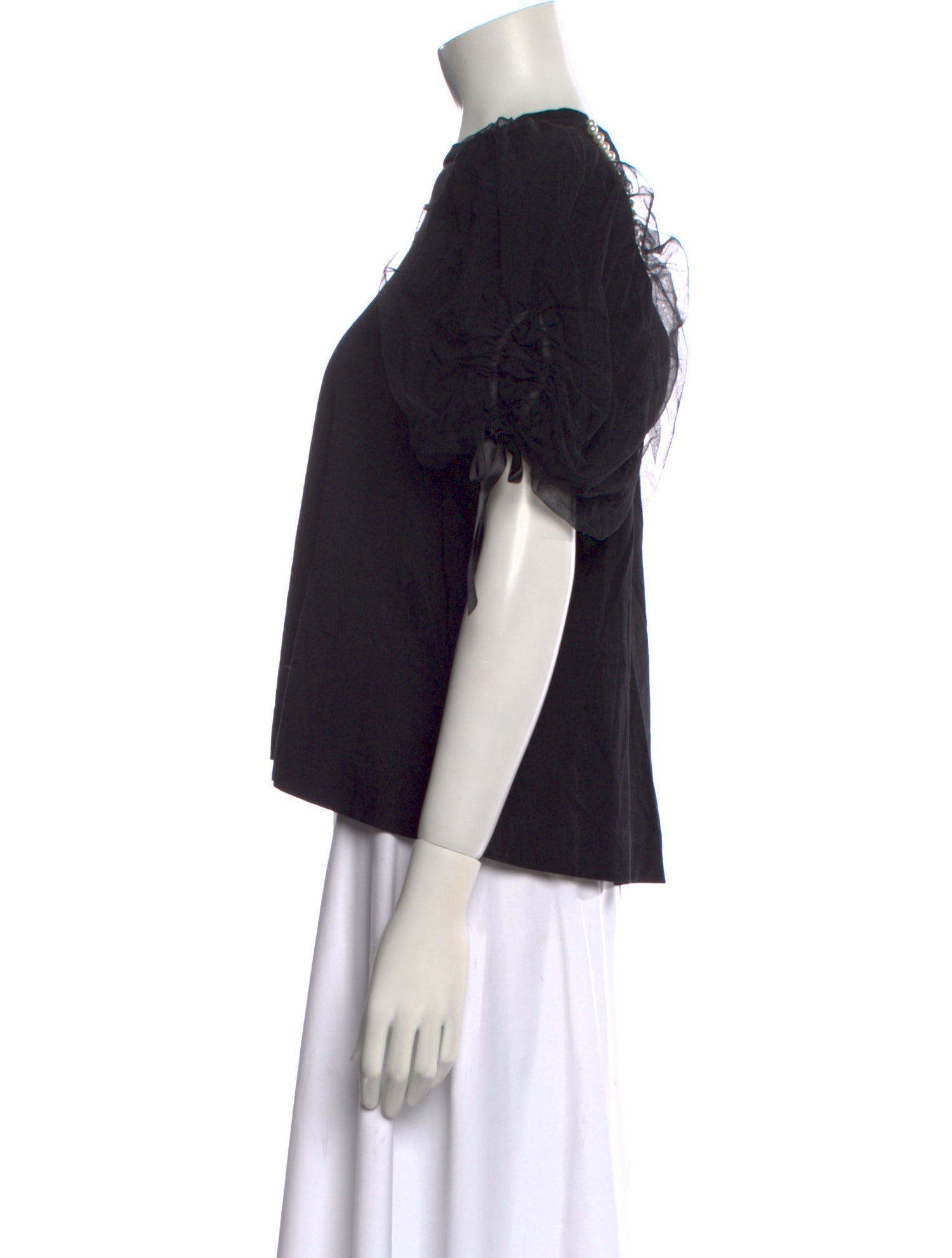 Simone Rocha Bateau Neckline Short Sleeve Top