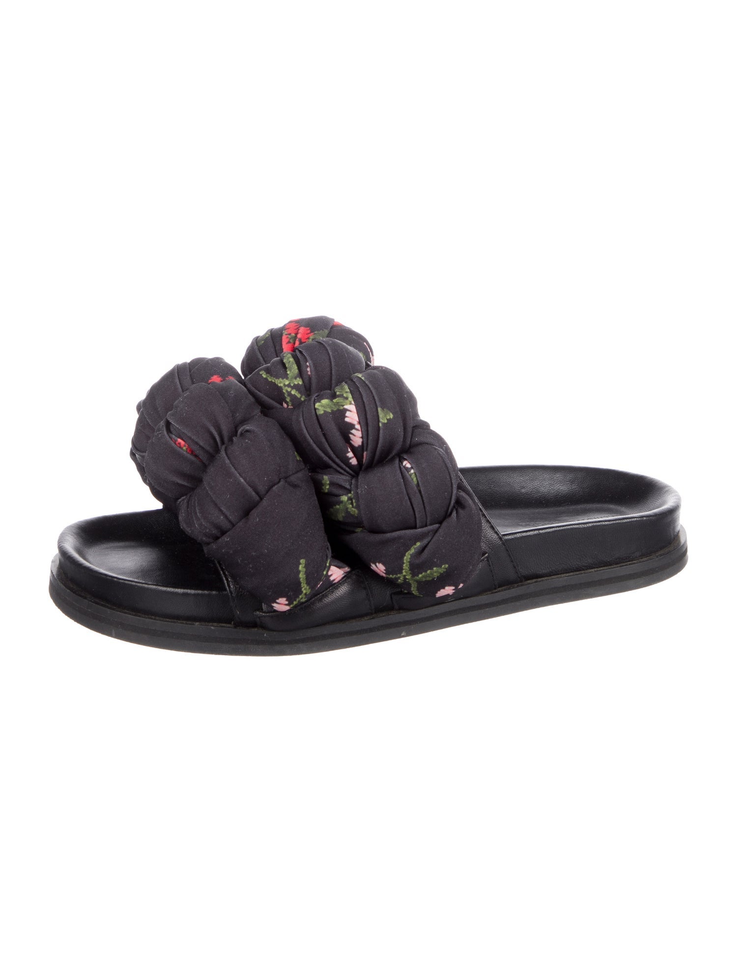 Simone Rocha Floral Print Braided Accents Slides