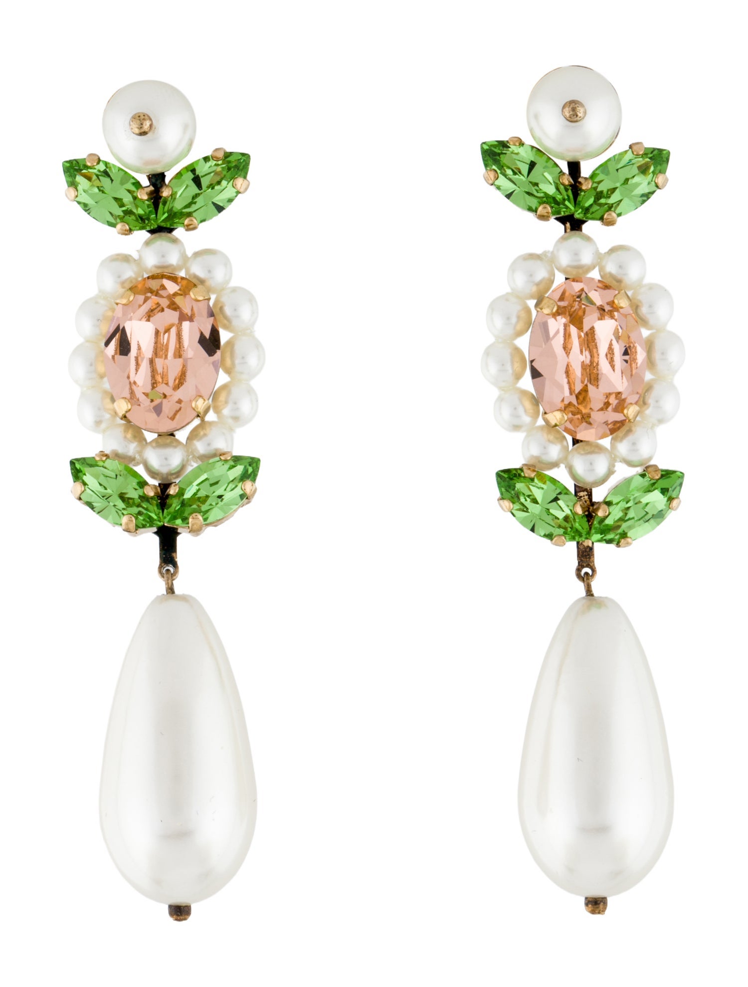 Simone Rocha Faux Pearl & Crystal Drop Earrings