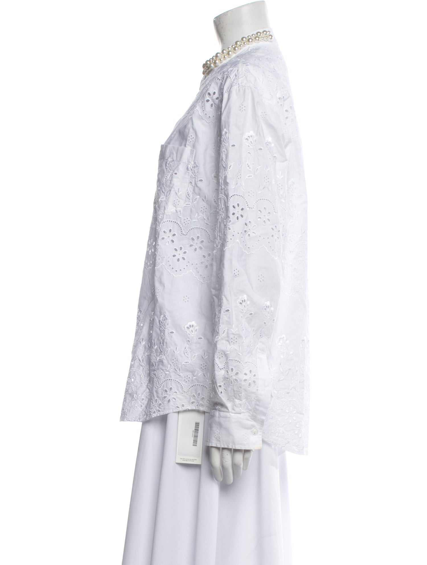 Simone Rocha Printed Mock Neck Button-Up Top