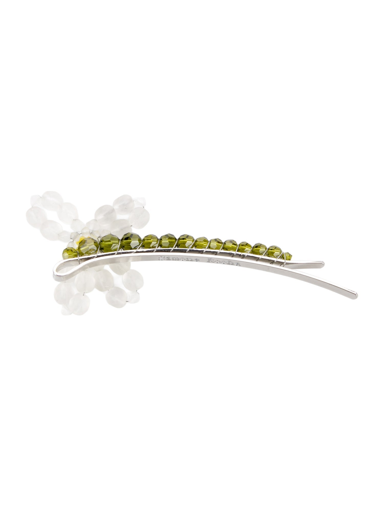 Simone Rocha Silver Hair Clip with Green, White and Yellow beads