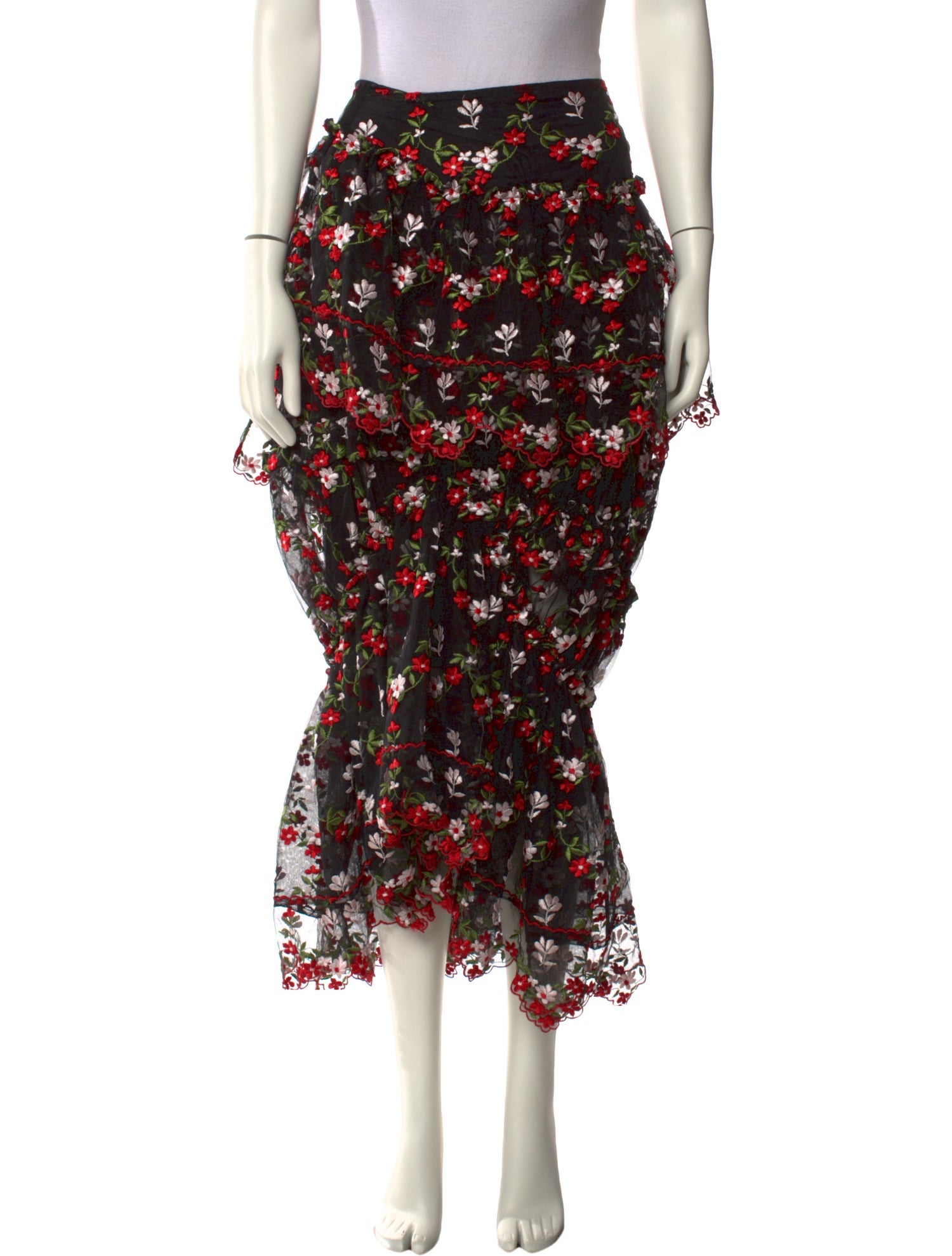 Simone Rocha Floral Print Midi Length Skirt