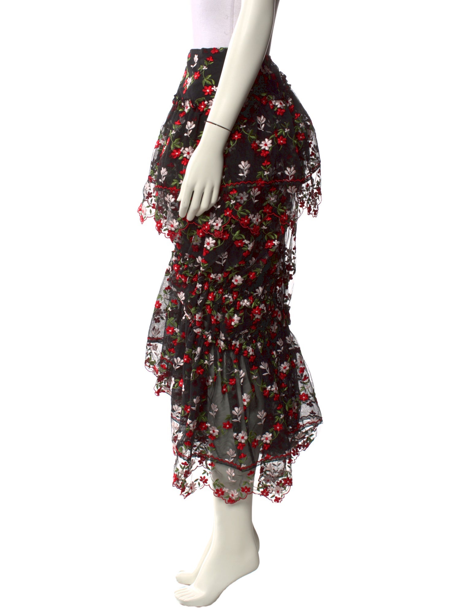 Simone Rocha Floral Print Midi Length Skirt