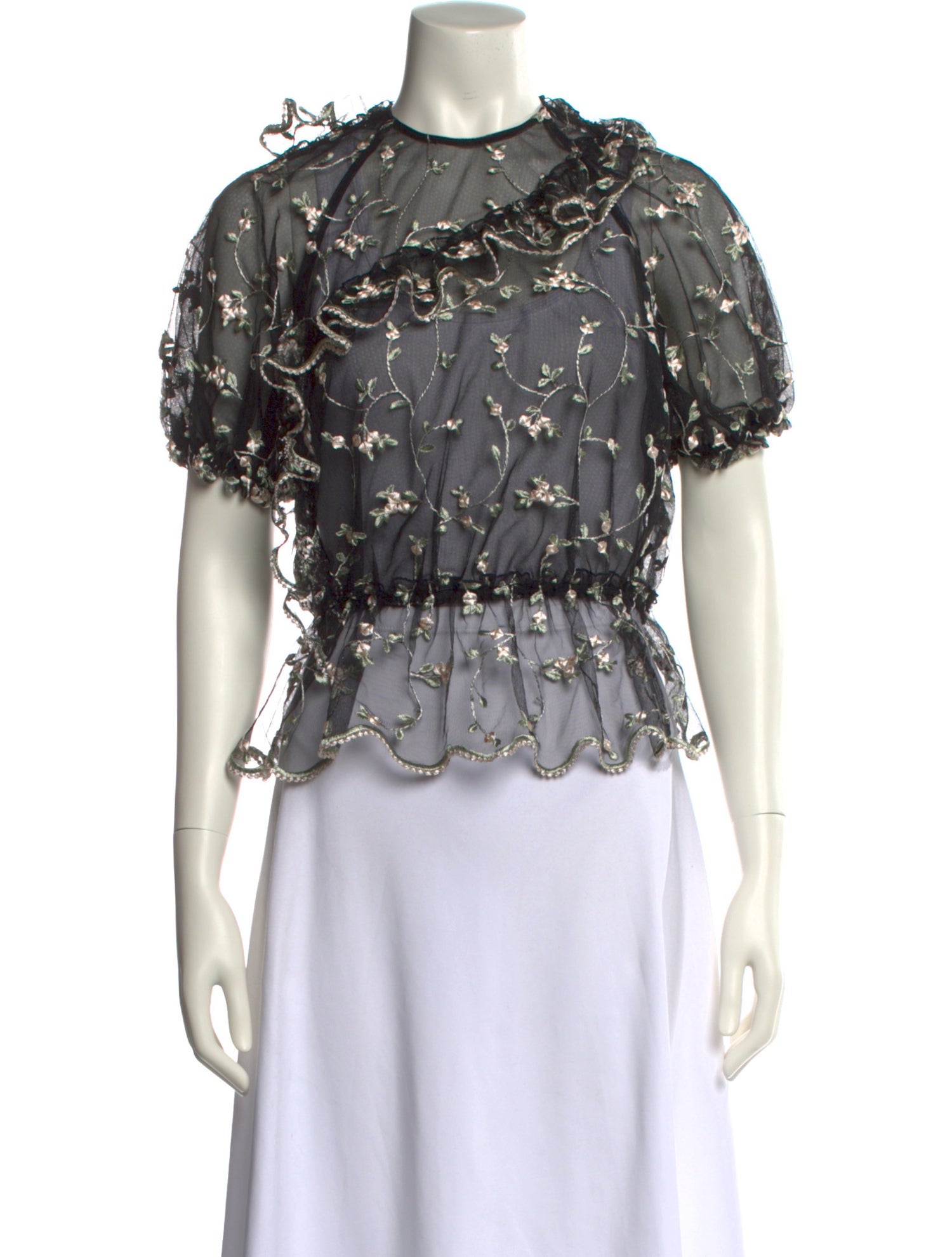 Simone Rocha Mock Neck Short Sleeve Blouse