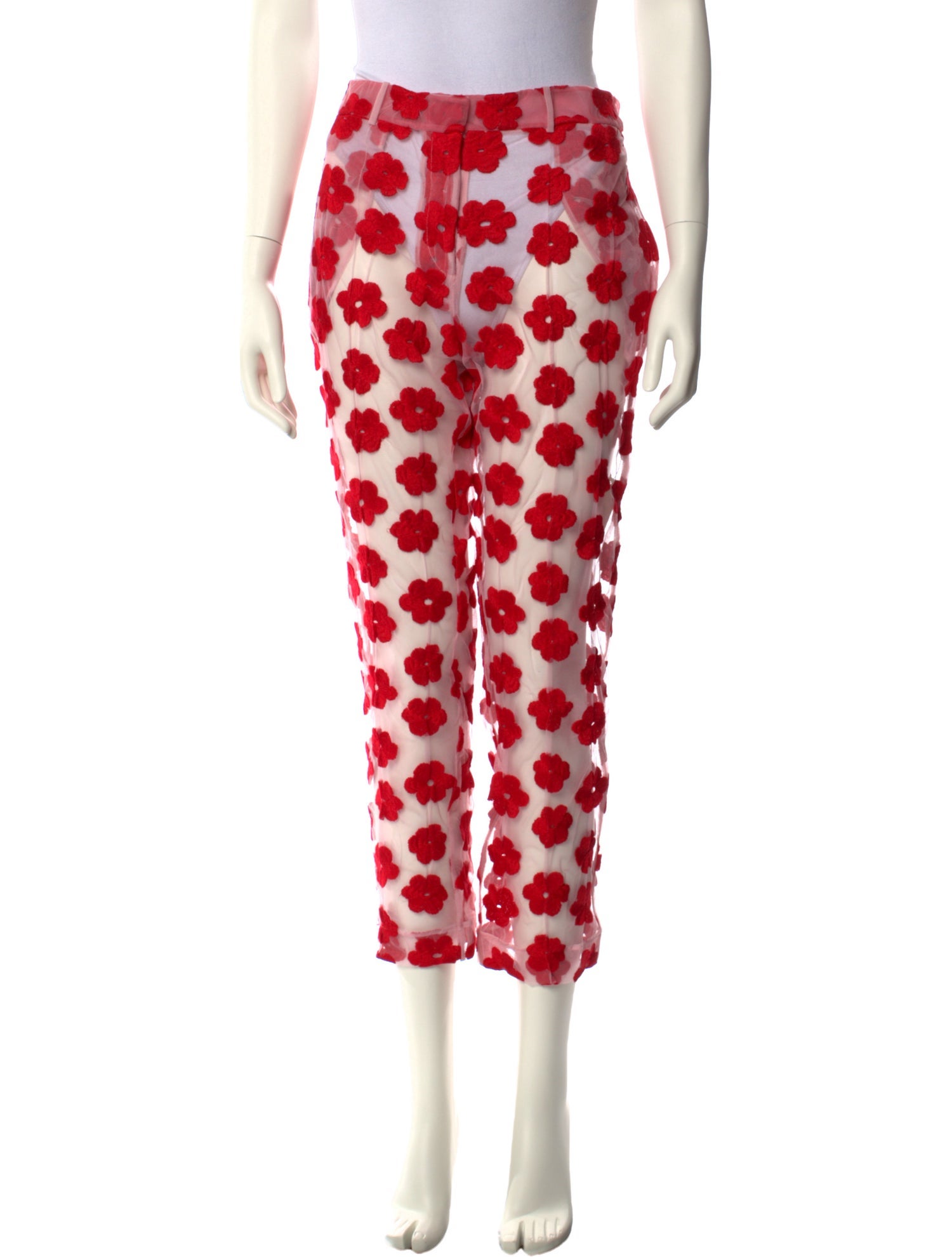 Simone Rocha Floral Print Straight Leg Pants
