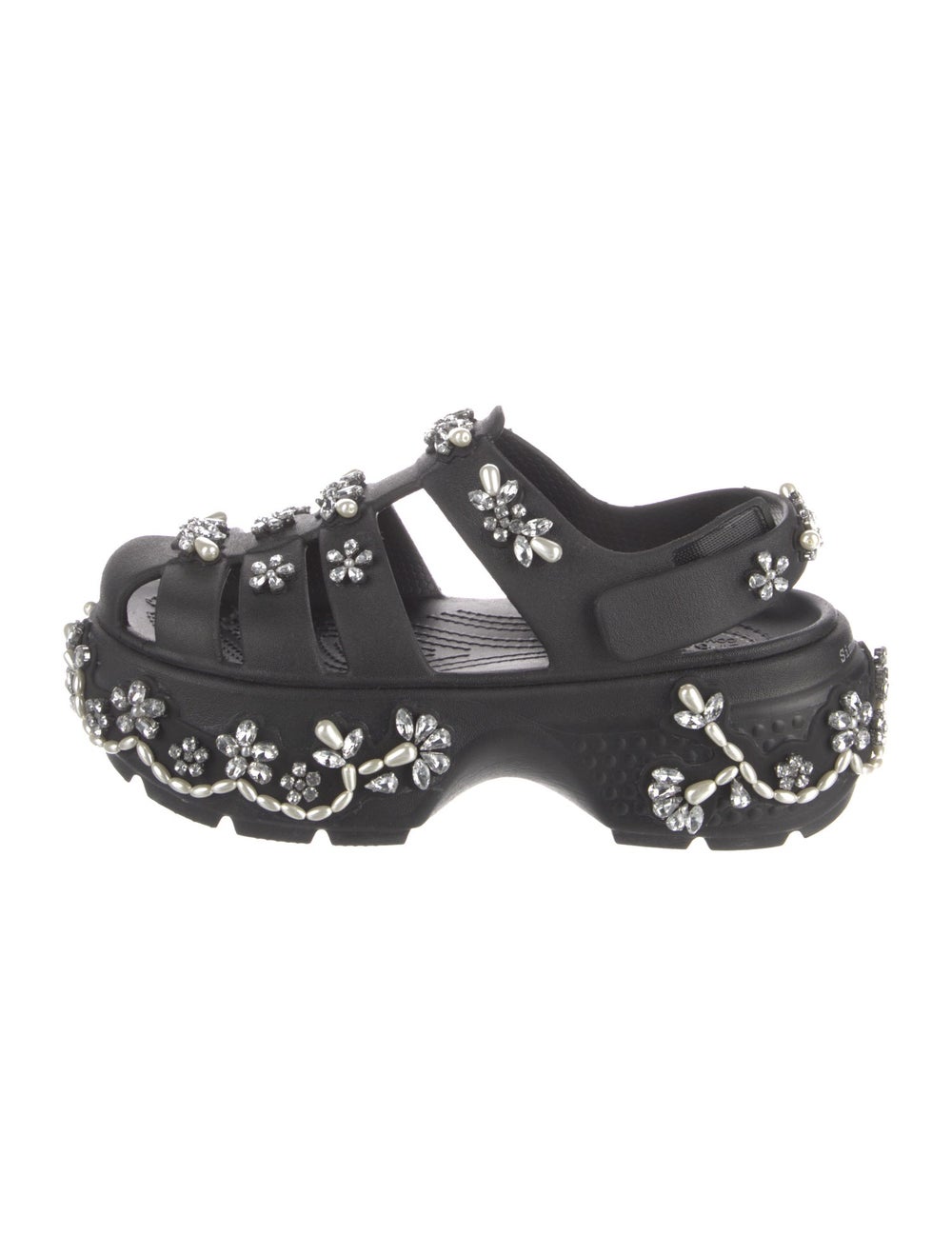 Simone Rocha Rubber Slides Black Patterned Platfo… - image 1