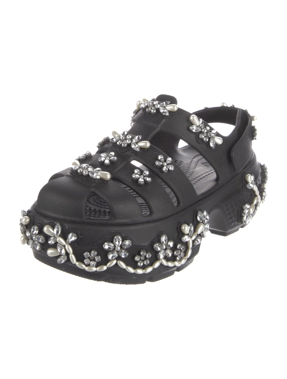 Simone Rocha Rubber Slides Black Patterned Platfo… - image 2