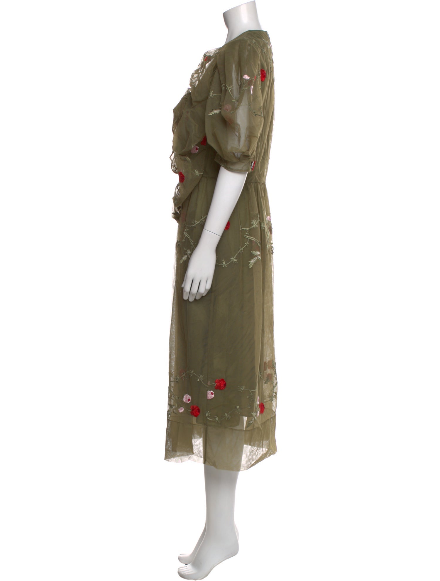 green emerald velvet dress Embellished Sheer Frayed Contour Dart Dress – Simone Rocha US