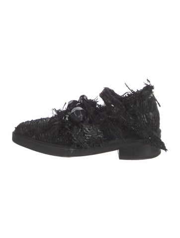 Pre-owned Simone Rocha Crystal Embellishments Oxfords In Black
