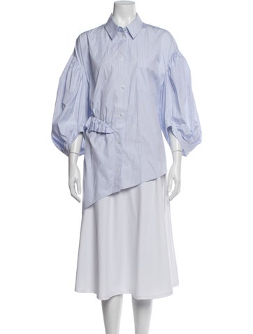 Pre-owned Simone Rocha Striped Long Sleeve Blouse In Blue