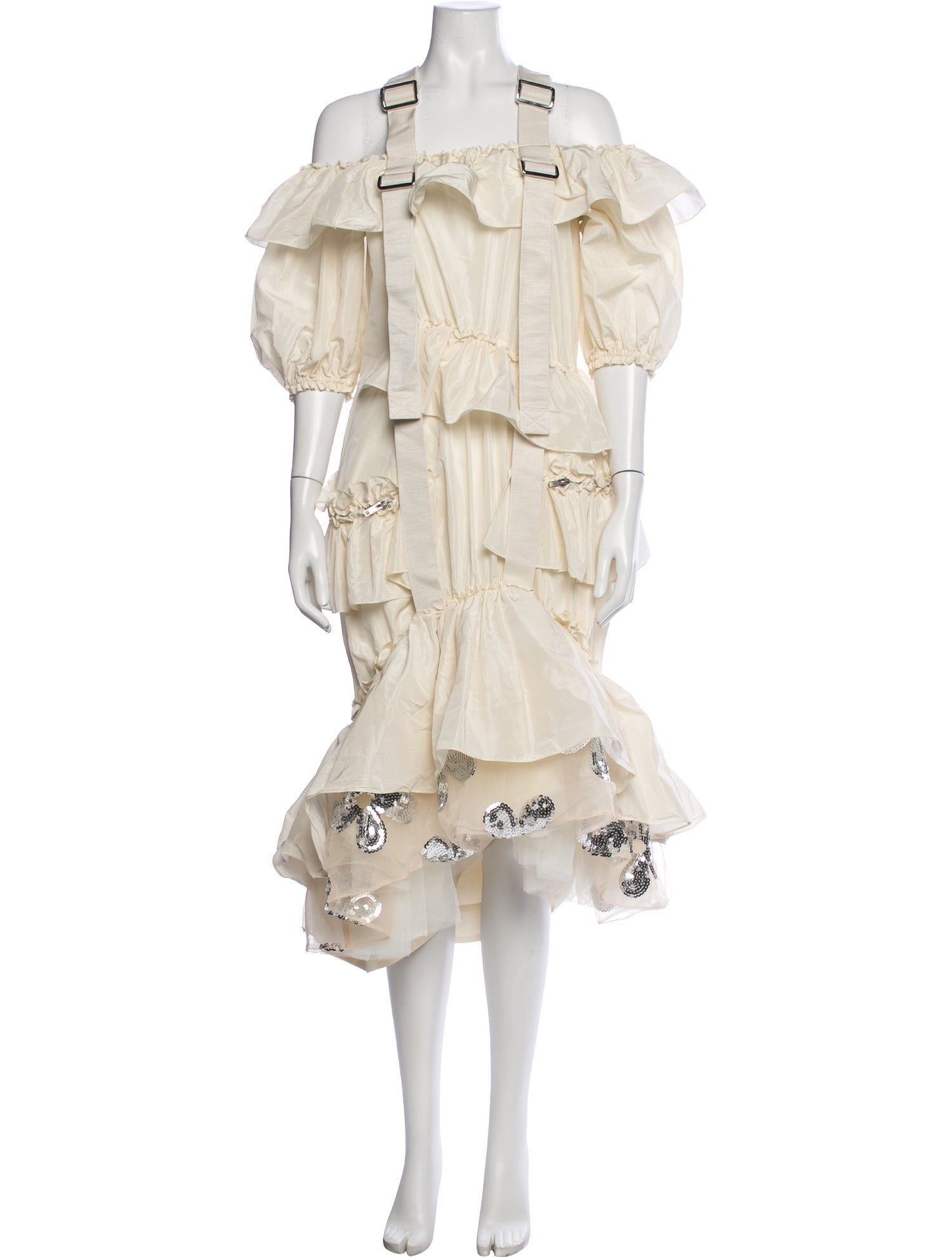 Simone Rocha Off-The-Shoulder Midi Length Dress