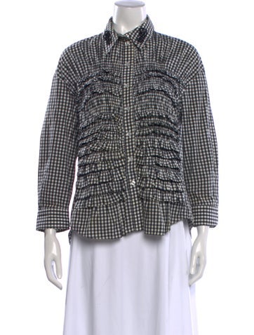 Pre-owned Simone Rocha Plaid Print Long Sleeve Button-up Top In Black