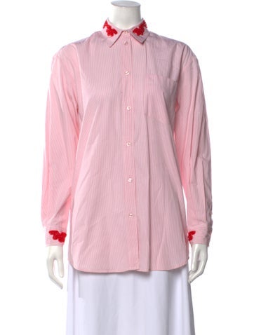 Pre-owned Simone Rocha Striped Long Sleeve Blouse In Neutrals/pink