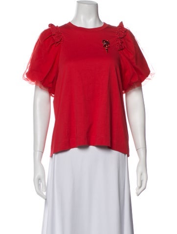 Pre-owned Simone Rocha Crew Neck Short Sleeve Top In Red