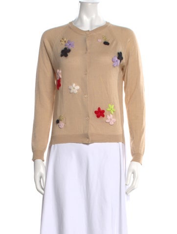 Pre-owned Simone Rocha Merino Wool Floral Print Sweater In Neutrals