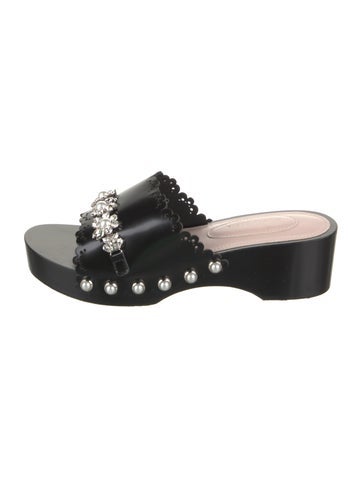 Pre-owned Simone Rocha Leather Slides In Black