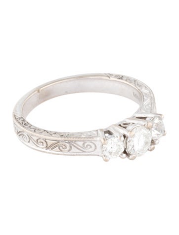 Simon G. Cocktail Ring 18K Diamond Three Stone Engagement 6.75