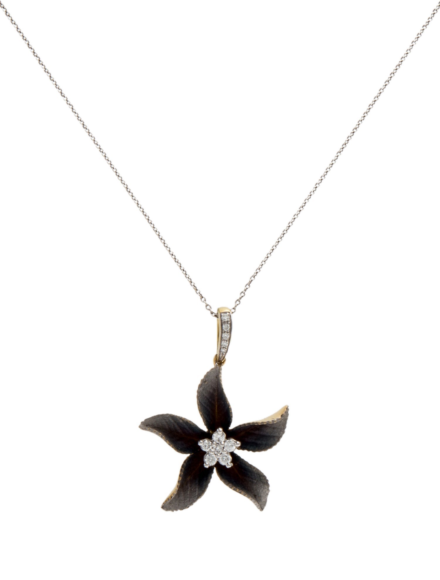 Simog Simon G. 18K Diamond Organic Motif Allure Flower Pendant Necklace - 18K ...