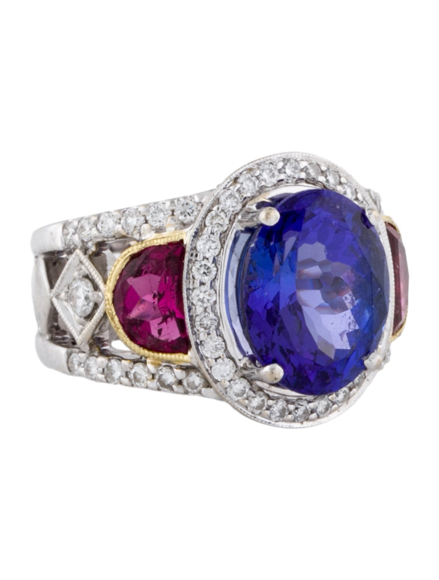 Simog Simon G. 18K Tanzanite, Tourmaline & Diamond Halo Ring - Cocktail Ring ...