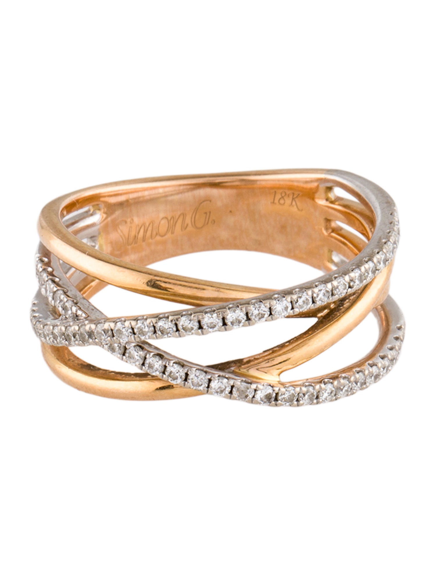 Simog Simon G. 18k Diamond Crossover Ring - Band, Rings - SIMOG20461 | The ...