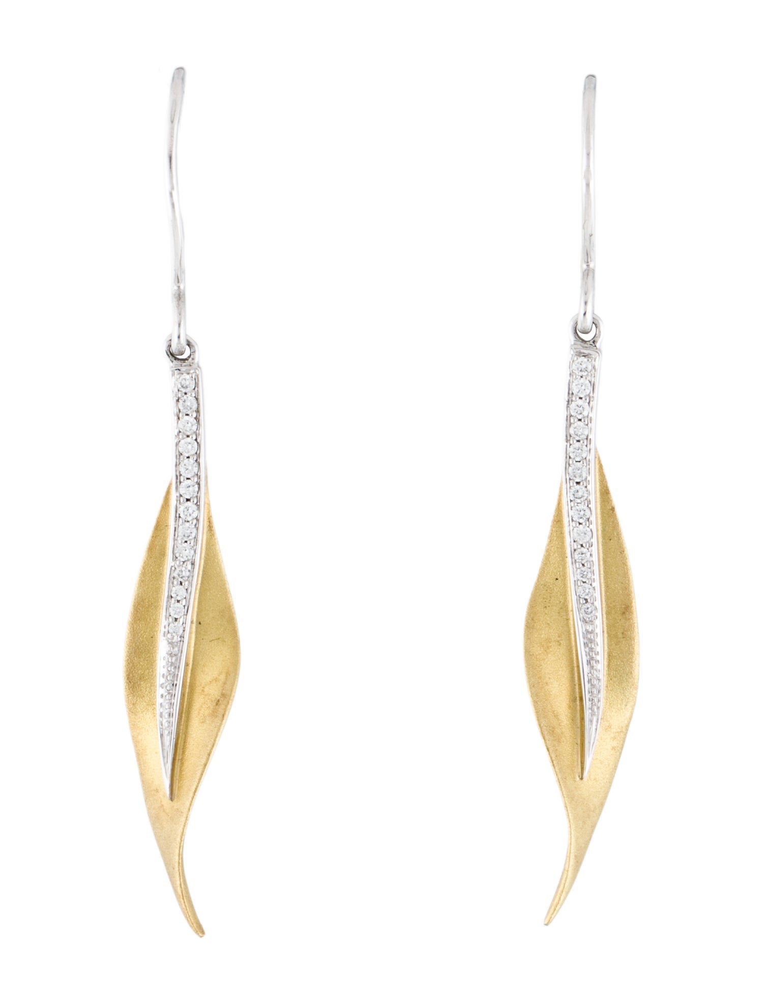 Simon G. 18K Diamond Fallen Leaves Drop Earrings
