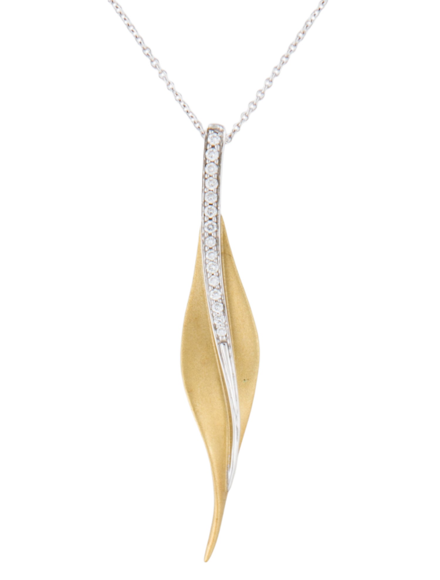 Simon G. 18K Diamond Leaf Pendant Necklace
