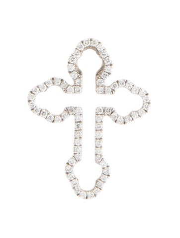 Pre-owned Simon G 18k Diamond Cross Pendant In Multicolor