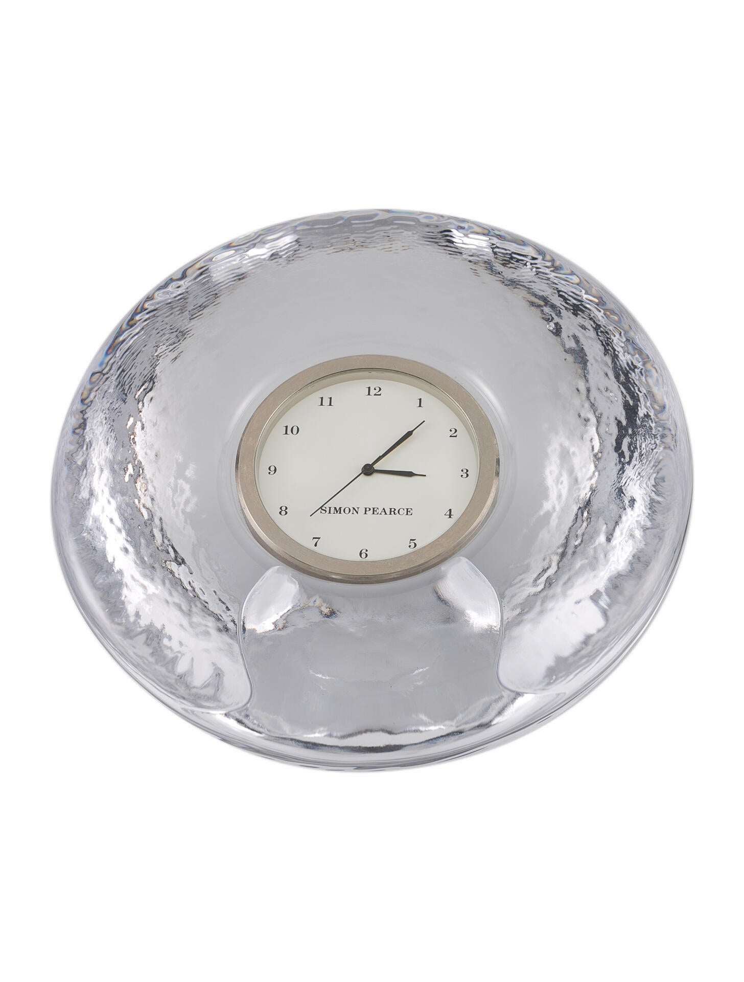 Simon Pearce Glass Desk Clock Clear Decorative Accents, Decor