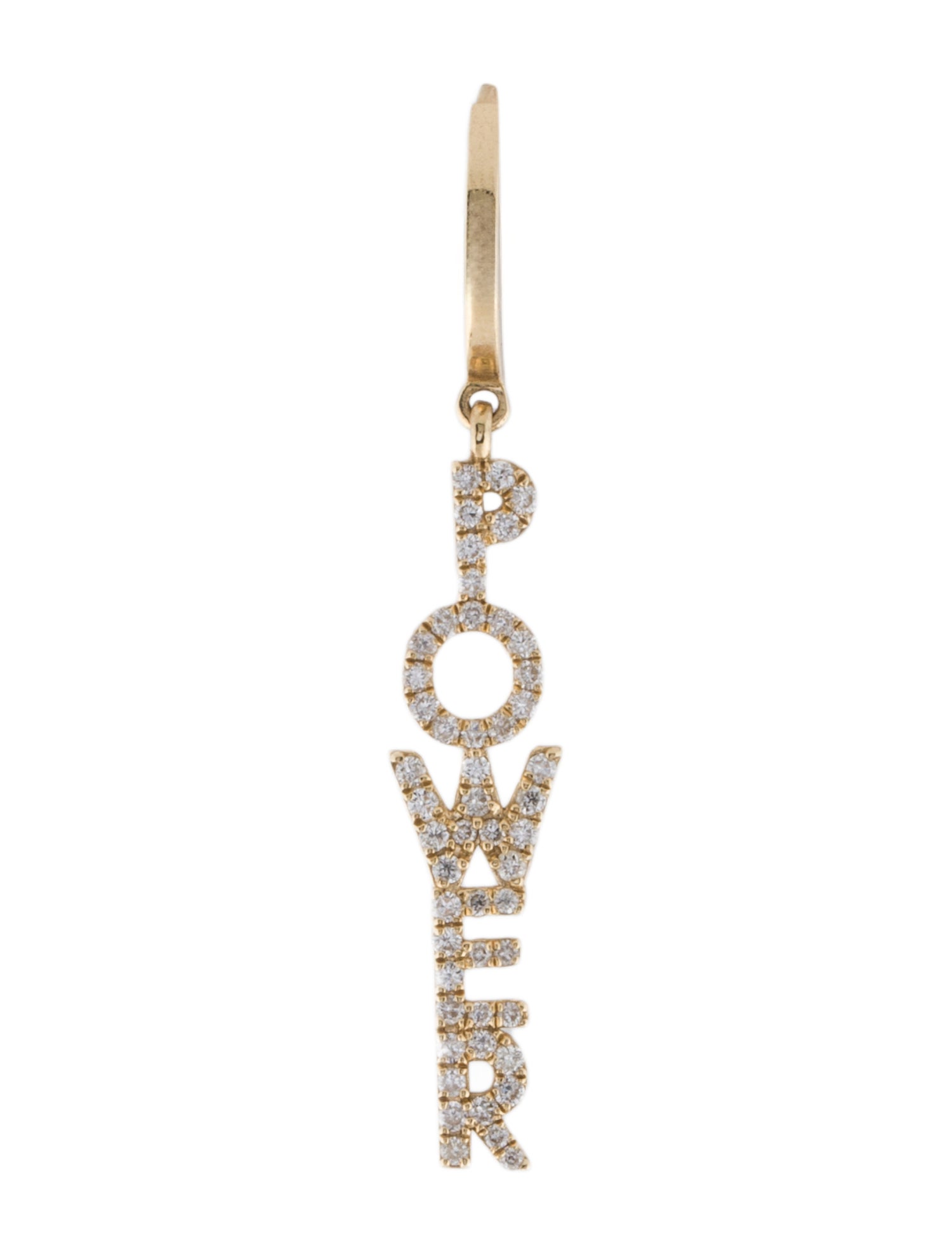 Sim and Roz 14K Diamond Power Mantra Single Drop Earring