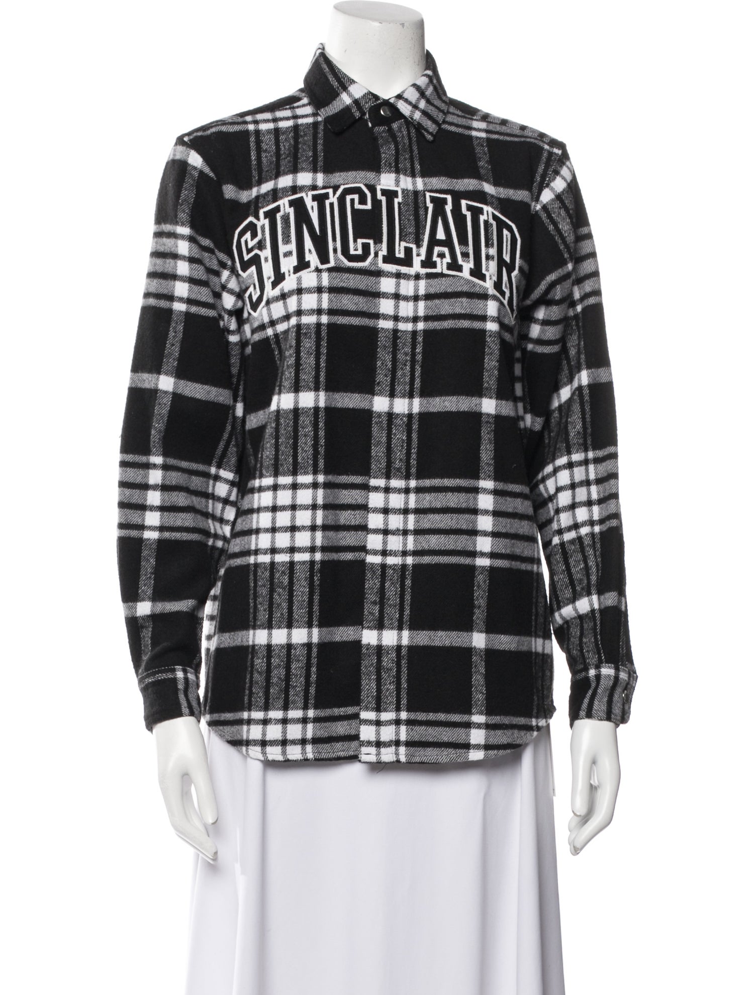 Sinclair Plaid Print Long Sleeve Button-Up Top