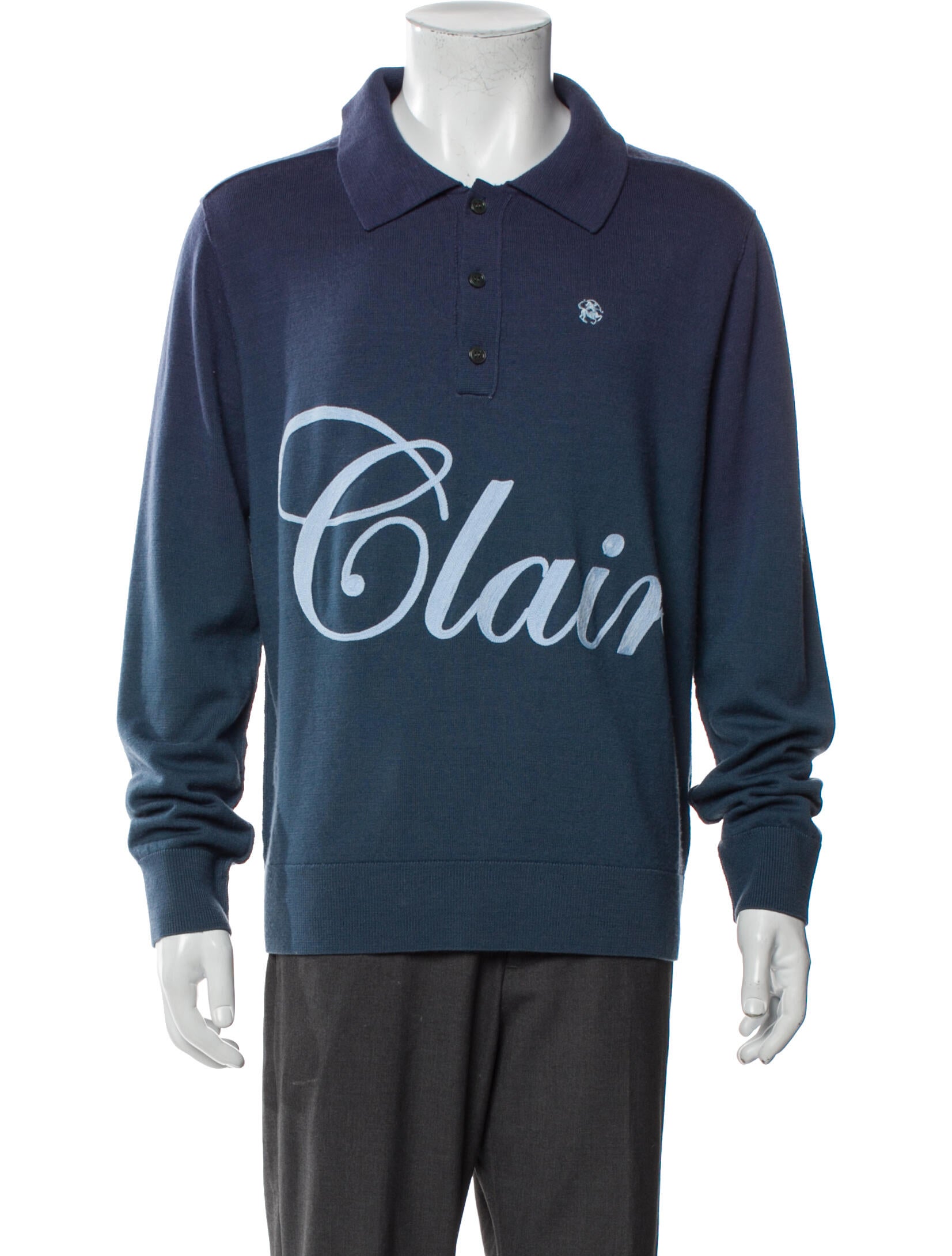 Sinclair Graphic Print Collar Polo Sweater