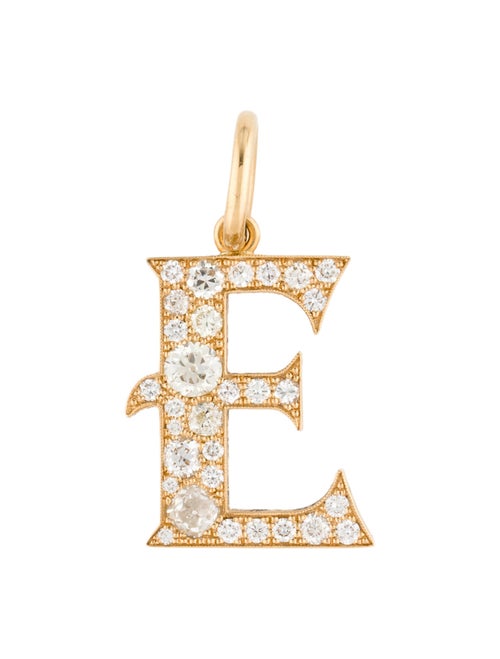 Single Stone 18K Diamond Large Cobblestone Letter 'E' Pendant