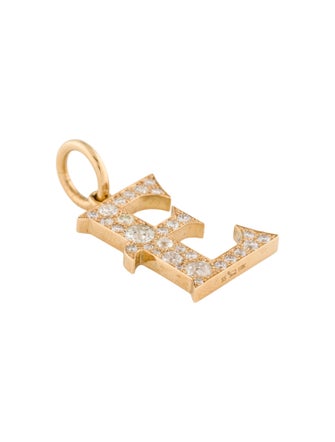 Single Stone 18K Diamond Large Cobblestone Letter 'E' Pendant
