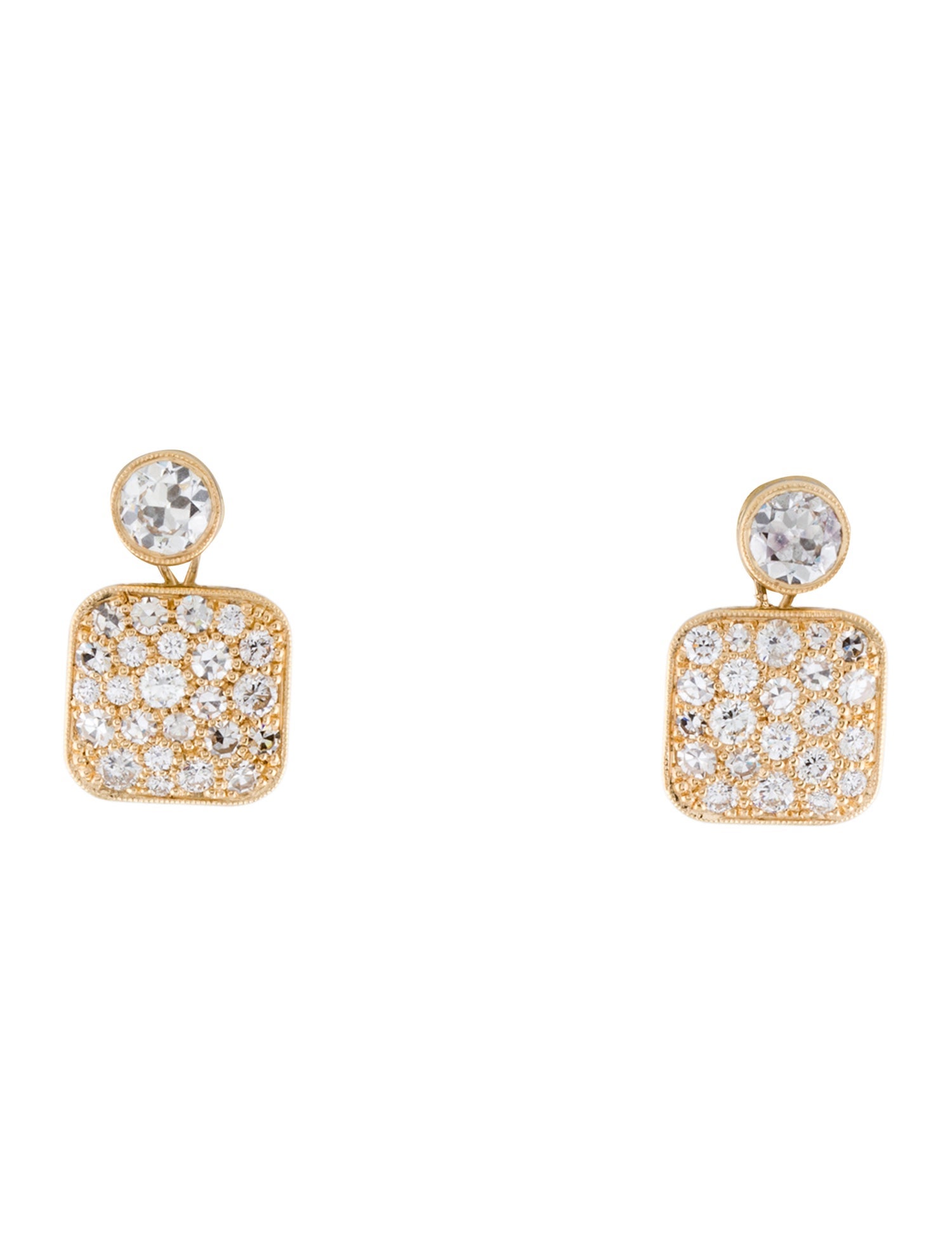 Single Stone 18K Diamond Cobblestone Drop Earrings