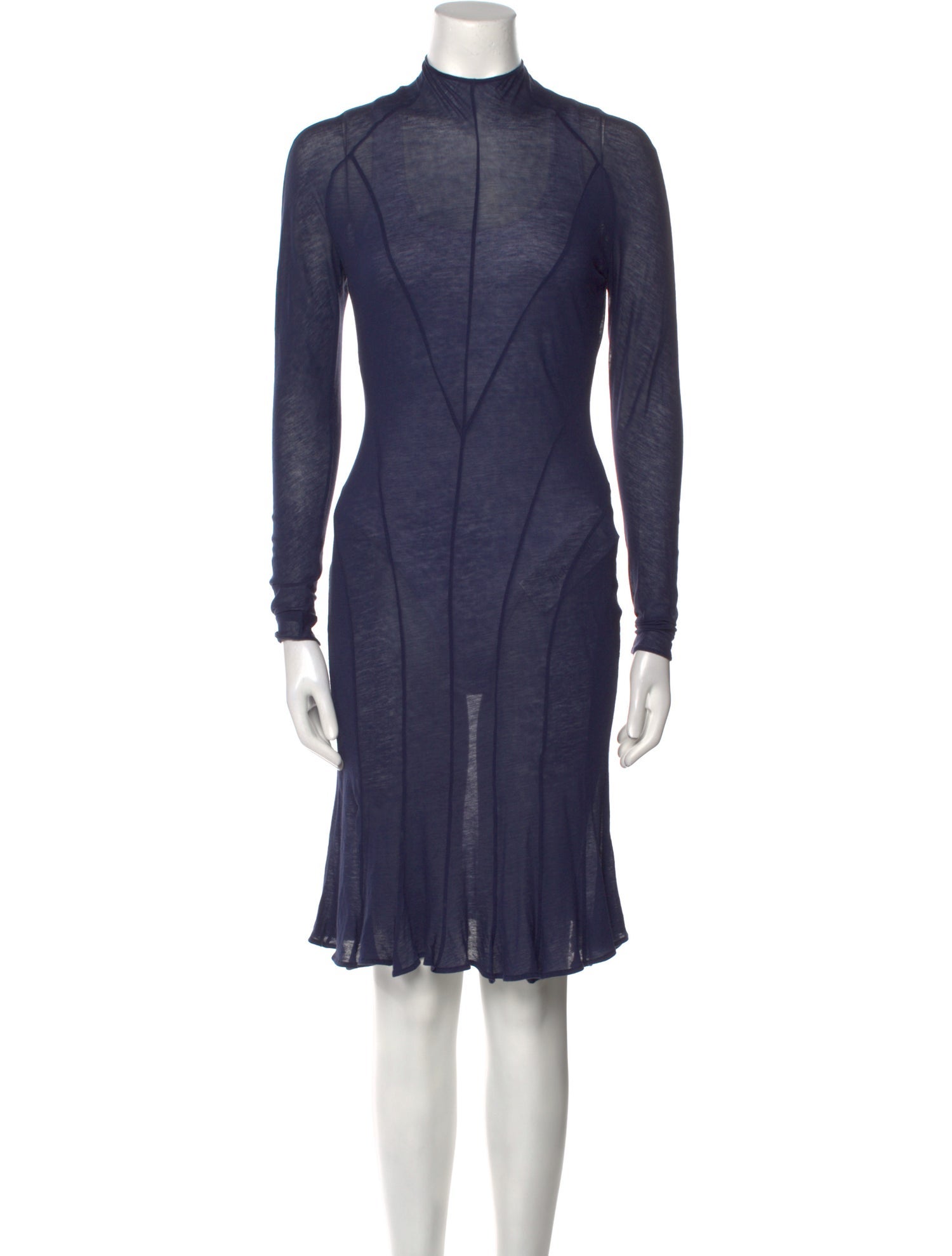 Situationist Mock Neck Knee-Length Dress