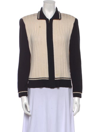 St. John Collection Colorblock Pattern Mock Neck Sweater