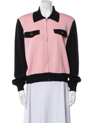 St. John Collection Jackets Wool Colorblock Pattern Bomber Jacket M