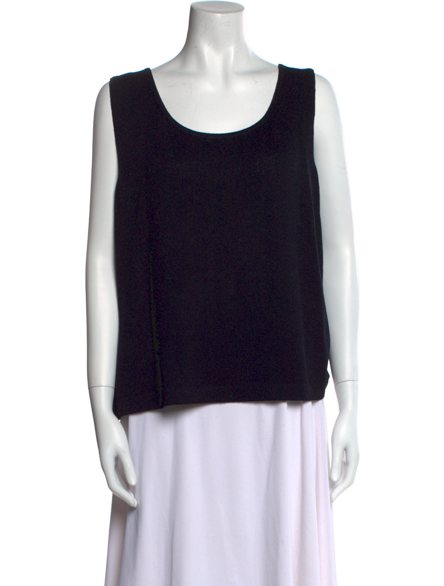 St. John Collection Wool Scoop Neck Top Blue Tops, Clothing