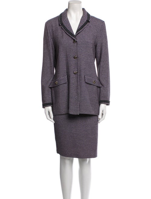 St. John Collection Wool Tweed Pattern Skirt Suit