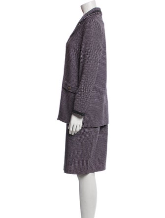 St. John Collection Wool Tweed Pattern Skirt Suit