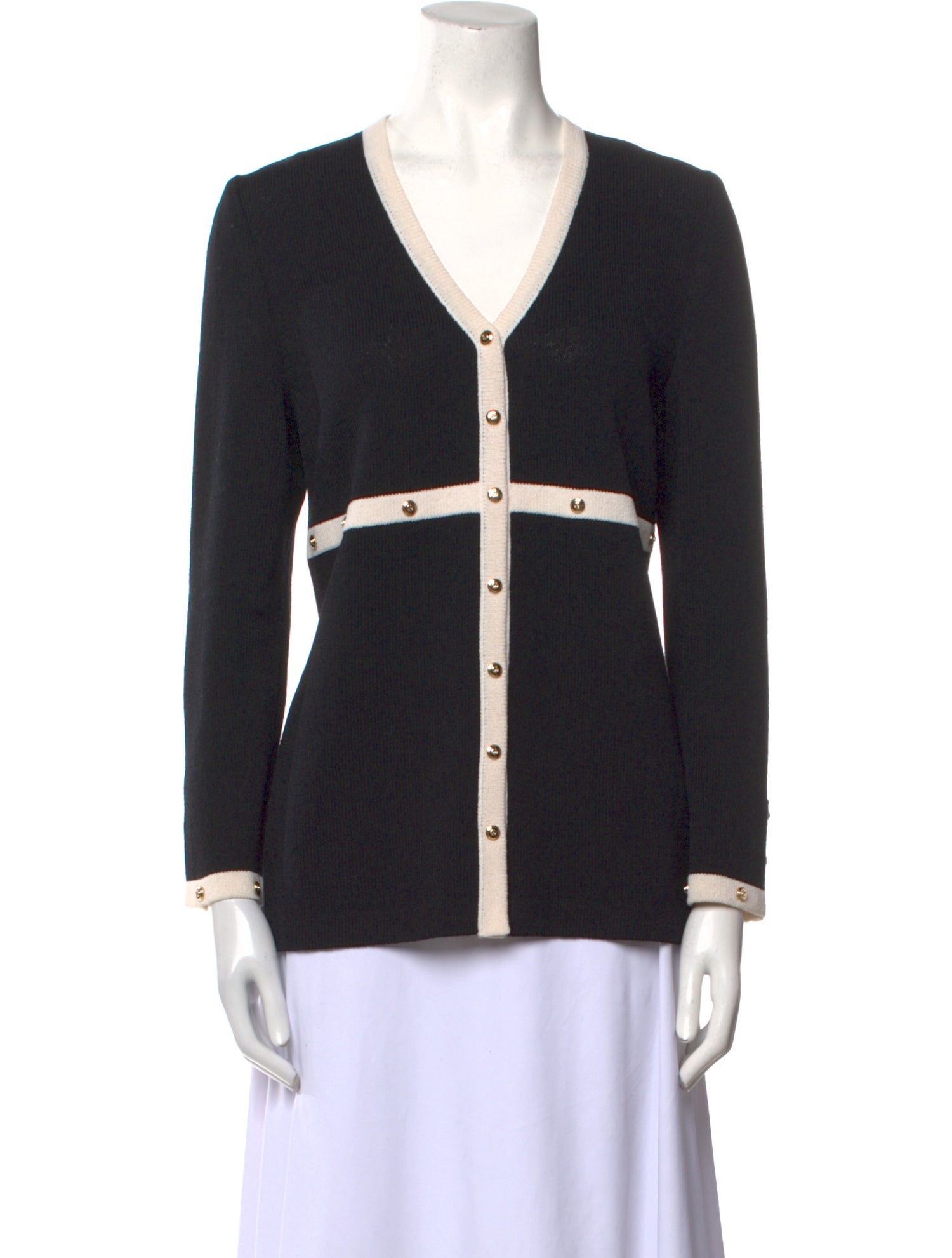 St. John Collection Striped V-Neck Sweater