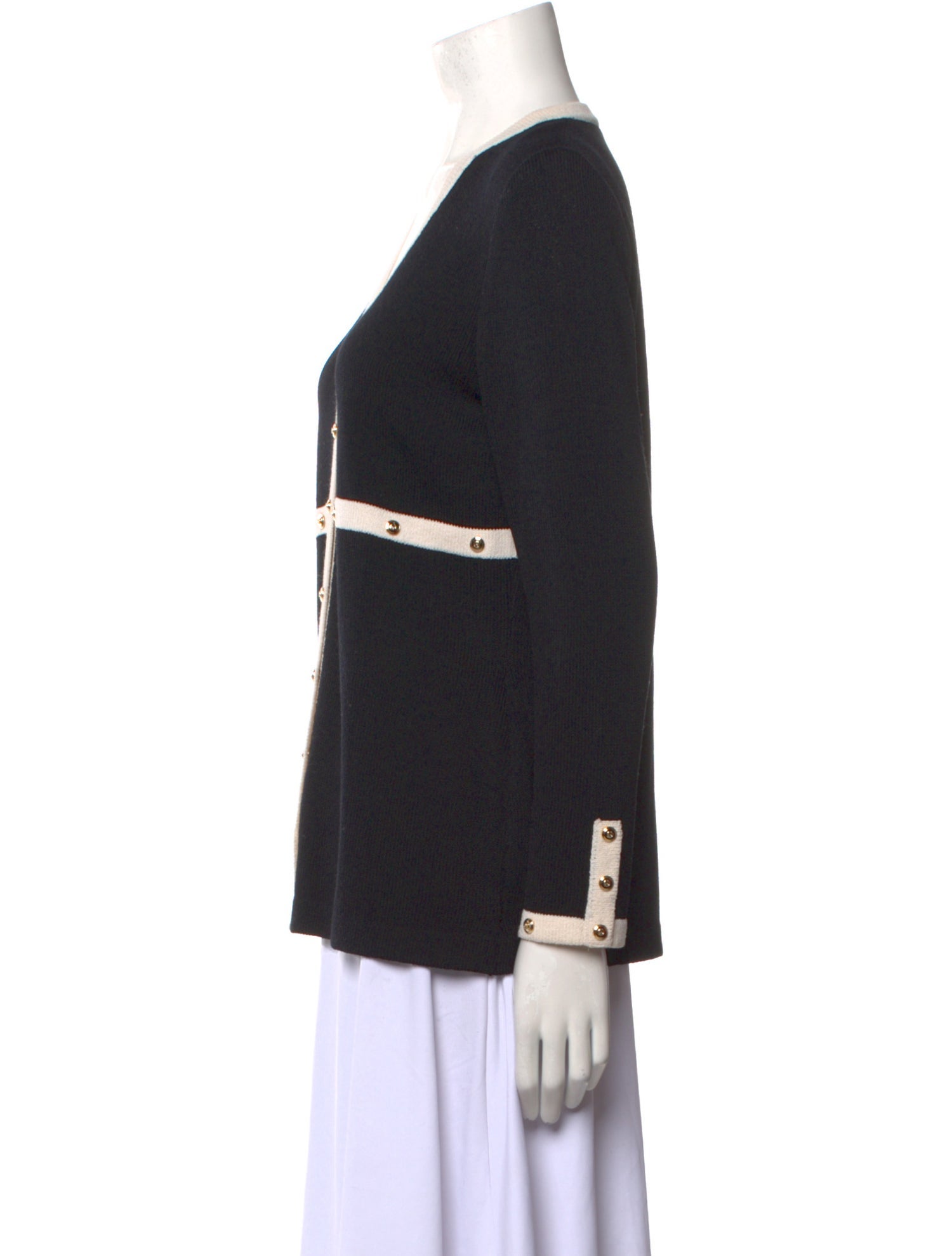 St. John Collection Striped V-Neck Sweater