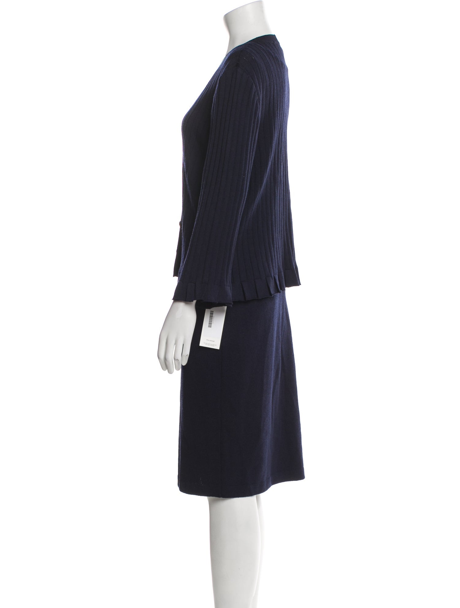 St. John Collection Leather Trim Embellishment Skirt Set