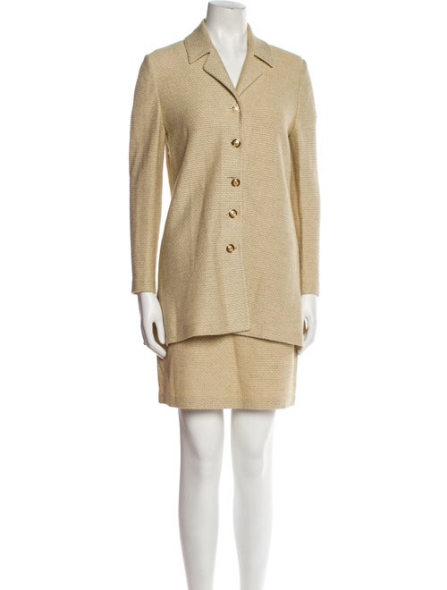 St. John Collection Linen Camouflage Print Skirt Set