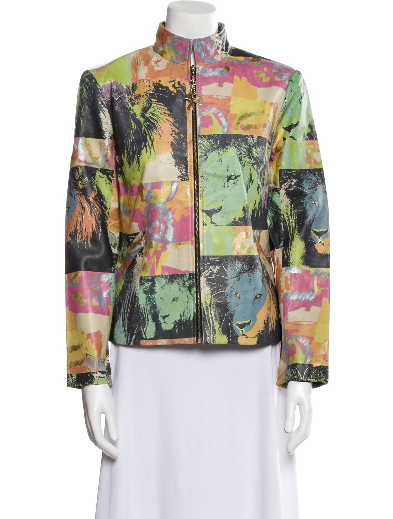 St. John Collection Lamb Leather Printed Evening Jacket