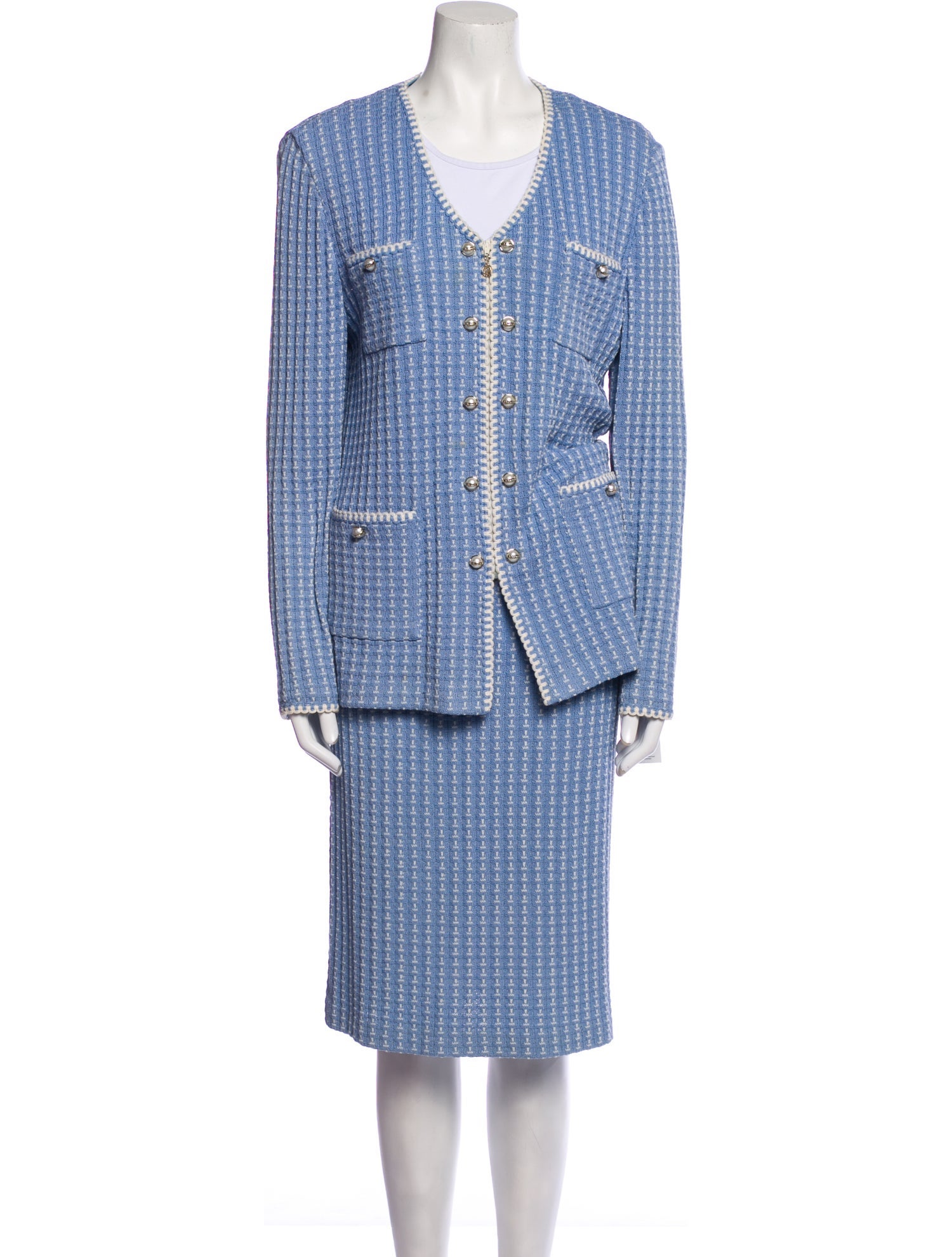St. John Collection Wool Printed Skirt Suit
