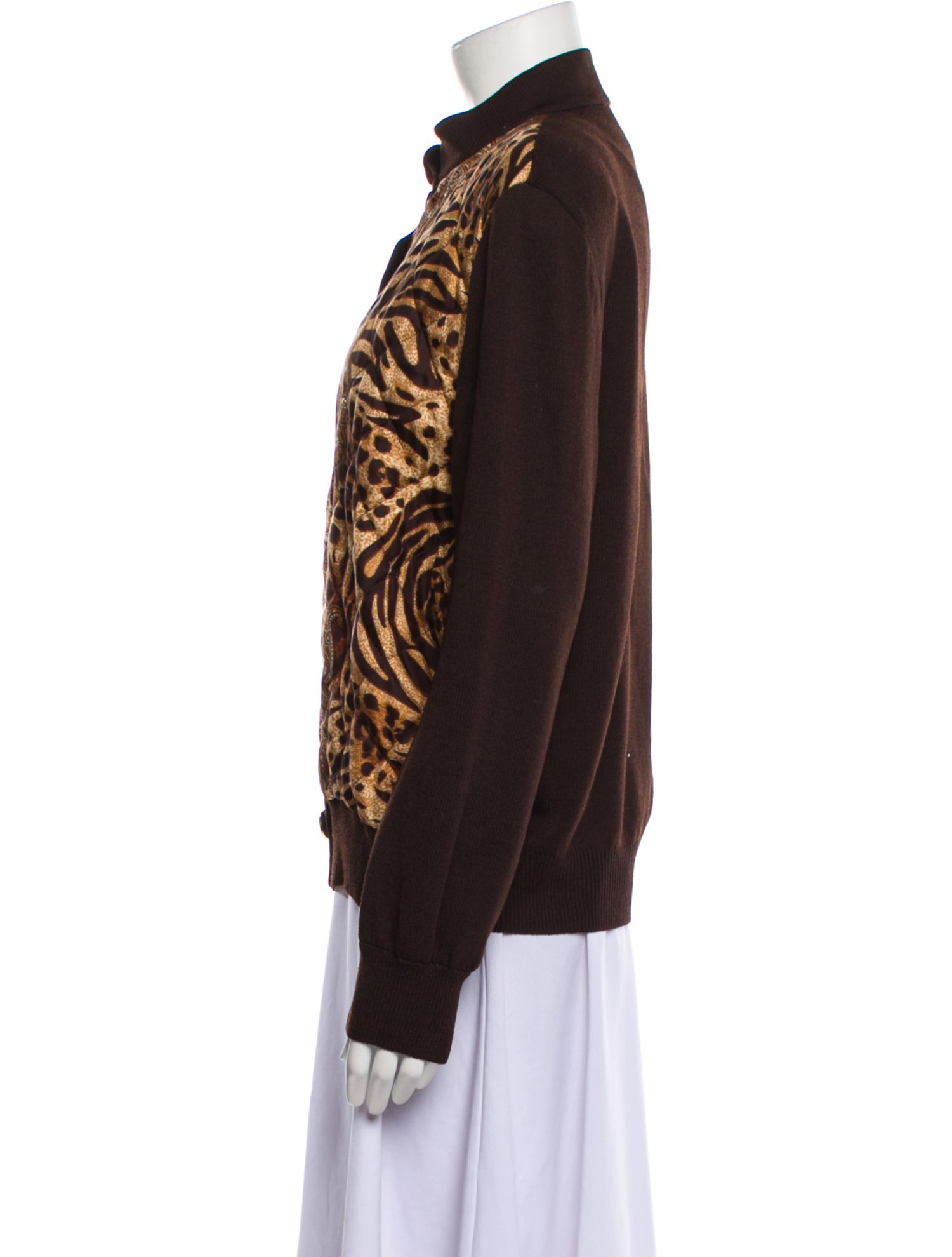 St. John Collection Wool Animal Print Bomber Jacket