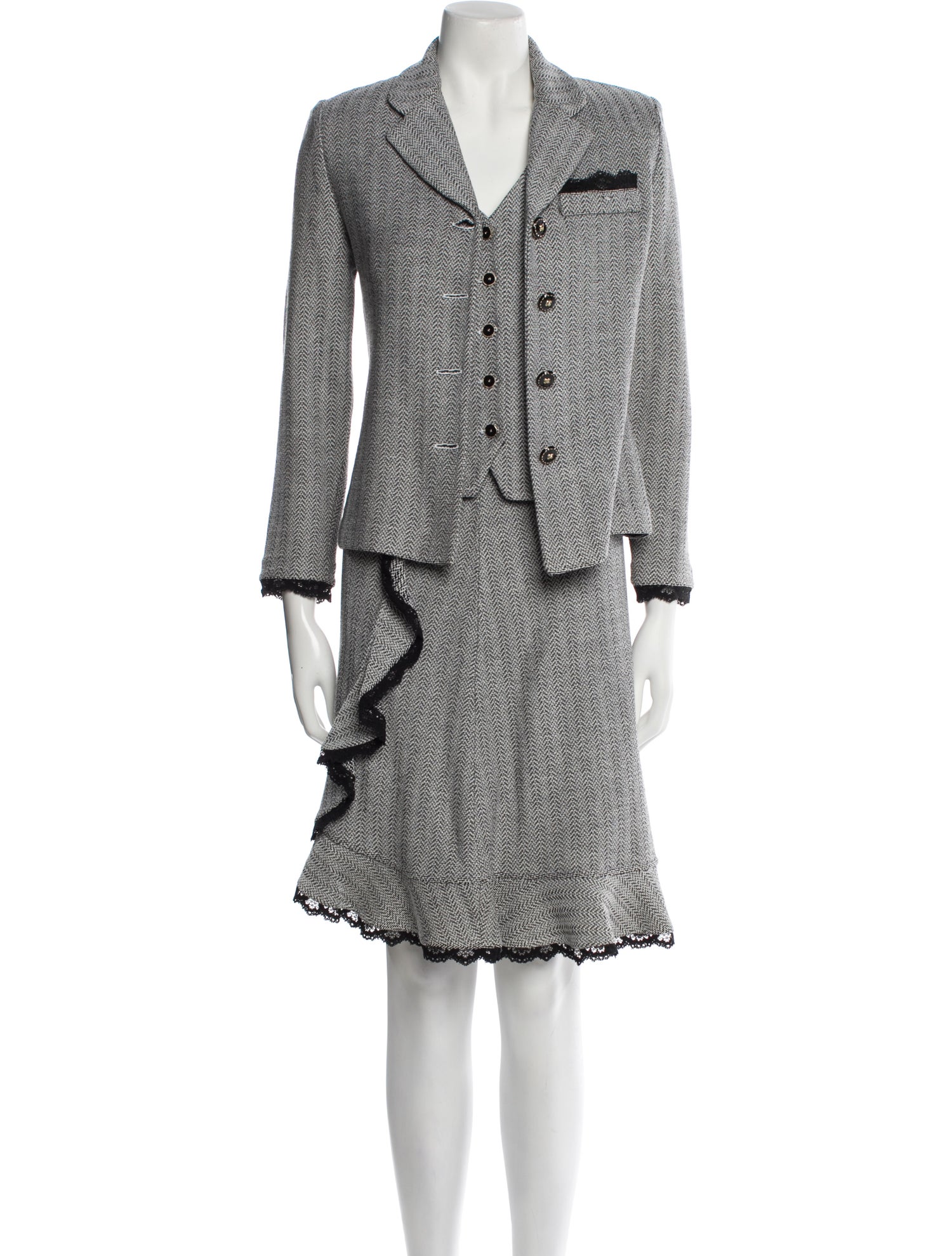 St. John Collection Tweed Pattern Skirt Suit