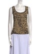 St. John Collection Animal Print Scoop Neck Top